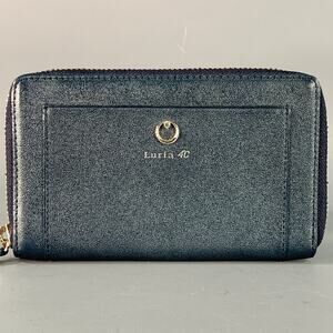 LURIA 4C Navy Textured Leather Zip Around Wallet